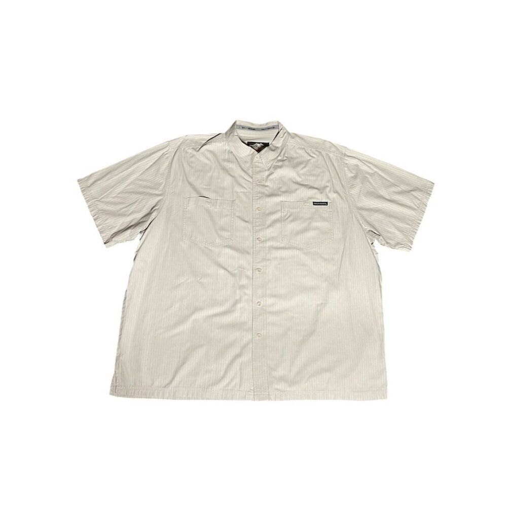 Harley Davidson Men's 3XL Beige Short Sleeve Button-Up Shirt Casual